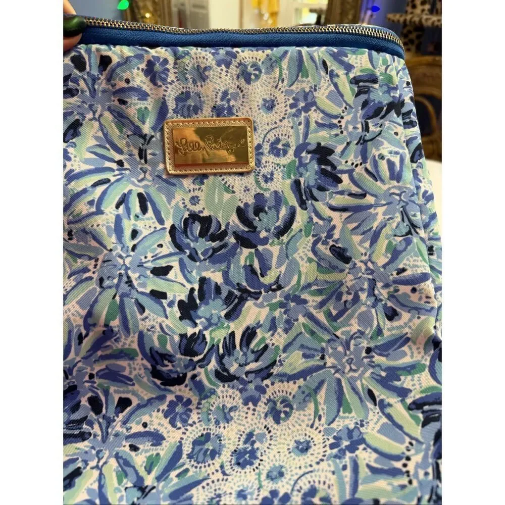 Lilly Pulitzer Cooler Insulated Picnic Wine Carrier Shoulder Bag Aqua